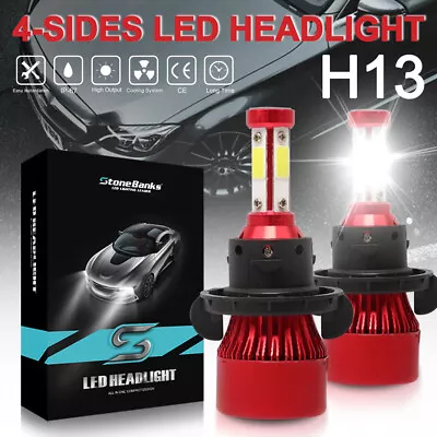 4-Sides H13 9008 LED Headlight  Hi-Low Beam Light Bulbs White 6500K 240W 30000LM • $11.99