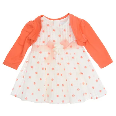 £10.45 • Buy Polka Dot Dress With An Orange Cardigan For Baby Girls 6 9 18  Months
