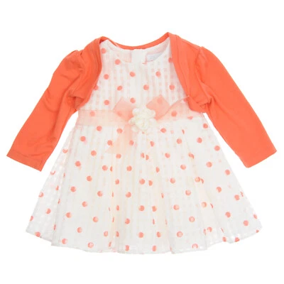 £10.45 • Buy Polka Dot Dress With An Orange Cardigan For Baby Girls 6 9 18  Months