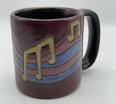 Mara B Mexico Coffee Mug Cup Folk Art Stoneware Pottery Music Notes • $16.95