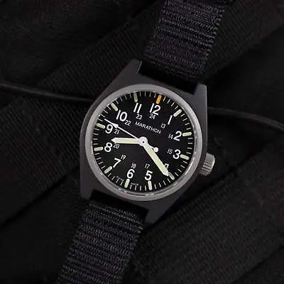 Marathon Mil-spec 34mm Black General Purpose Quartz Maraglo (GPQ) WW194009 - NEW • $239.95