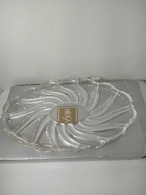 Elegant Mikasa Frosted Swirl Oval 14  Cut Crystal Serving Platter • $39.99