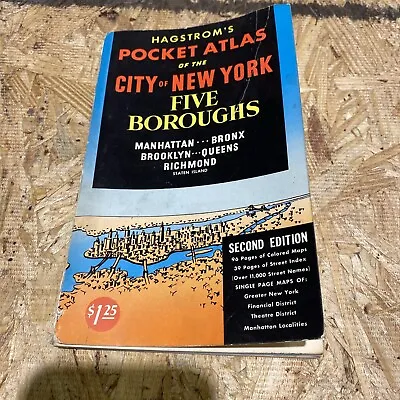 1950s Hagstrom Pocket Atlas New York City Second Edition Five Boroughs Map Vtg • $30