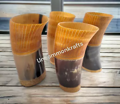 Set Of 4 Ceremonial Beer Ale Mead Viking Drinking Horn Cups Mug Christmas Gift • $84.99