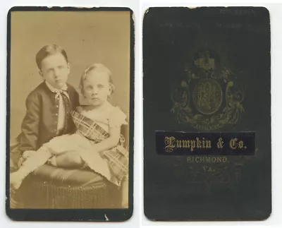 $24.97 • Buy Cdv Portrait Siblings Connie + Mas Jones Richmond, Va, By Lumpkin, Graphic Back