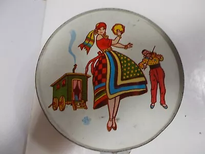 Vintage Tin Mfg Spanish Latin Dancers Tamborine Us Metal Toy Litho Mexican Folk  • $17