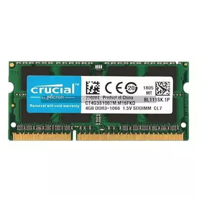 Crucial 4GB Ram DDR3/DDR3L 1066MHz PC3-8500S SO-DIMM Memory For MacBook Pro 2009 • $10.22