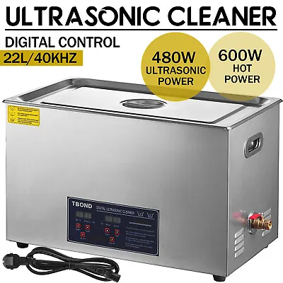22L Ultrasonic Cleaner Bath Cleaning Tank Digital Stainless Timer & Heater 220V • £240.50