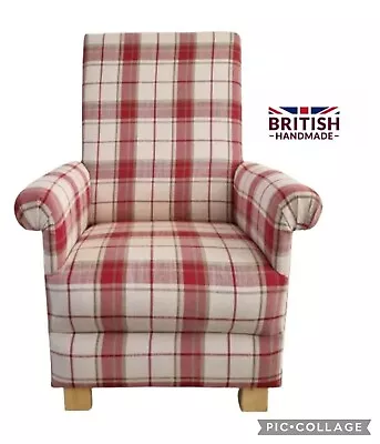 Laura Ashley Highland Check Cranberry Fabric Adult Chair Armchair Tartan Red New • £249.95