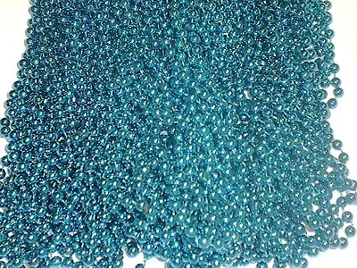 12 Turquoise Mardi Gras Beads Necklaces Party Favors Metallic 1 Dozen Lot • $4.95