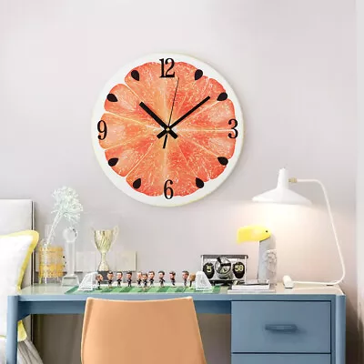 12  Wall Clock Kitchen School Office Home Orange Grapefruit Chic Quartz Clock UK • £9.95