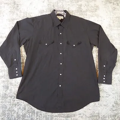 Vintage Sheplers Shirt Men's 17 Black Pearl Snap Longhorn Cow Skull Western • $22