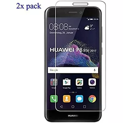 X 2 100% Genuine Tempered Glass Film Screen Protector For Huawei P8 Lite 2017 • £4.88