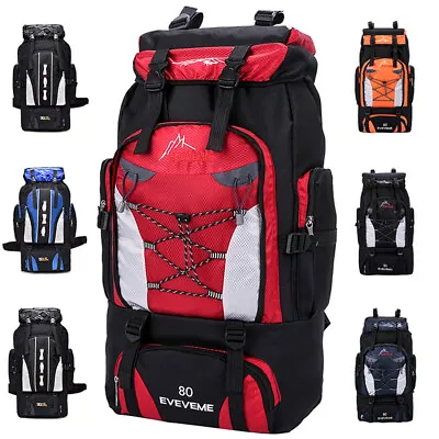 80L/100L Outdoor Hiking Backpack Camping Rucksack Waterproof Shoulder Travel Bag • $22.88