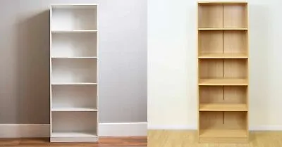 £55.19 • Buy 5 Tier Bookcase Shelf Tall Wooden Shelves Bookshelf Storage Unit White/Beech