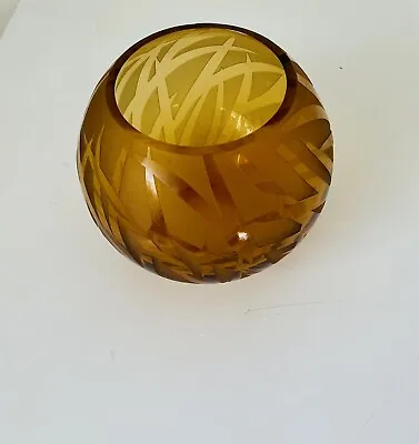 Michael Weems Amber Glass Bowl/  Vase  Hand Blown Signed 2007 EUC USA • $85