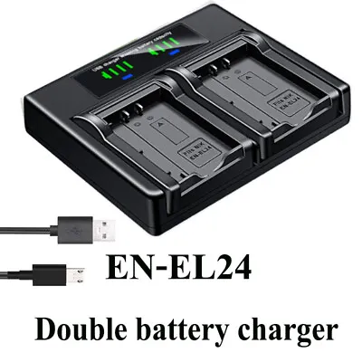 Dual Battery Charger For Nikon EN-EL24 Nikon 1 J5 DL18-50 DL24-85 Mh31 • $10.99