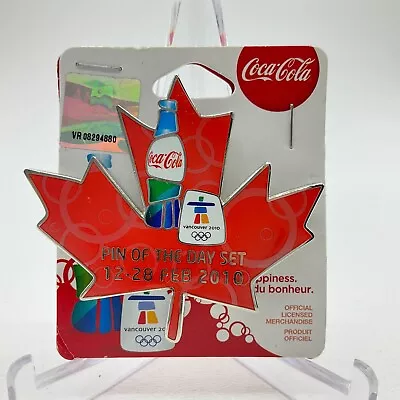 Coca Cola 2010 Vancouver Winter Olympics Pin Maple Leaf Pin Of The Day Set • $49.99