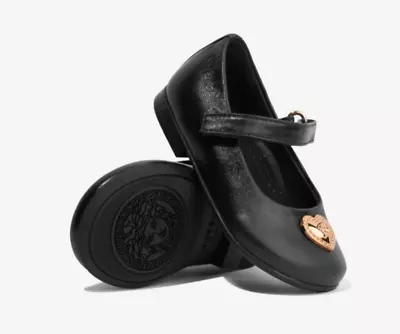 New Young Versace Girls BACK TO SCHOOL Black Shoe EU 25 UK 7.5 US 8.5 $372 • $215