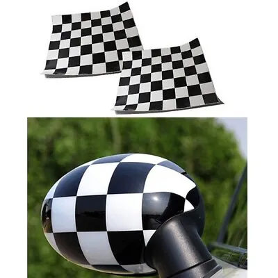 A Pairs Chequered Flag Vinyl Stickers Decals For BMW Mini Cooper Mirror Covers • $18