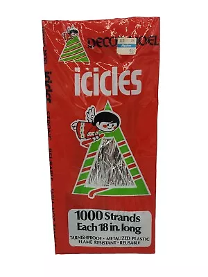 Decor Noel Tinsel Vintage Icicles 1000 Strands 18  USA Made NOS Christmas Tree • $9.99