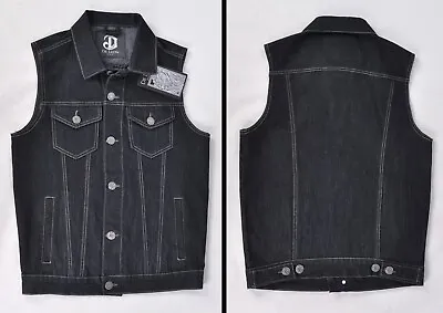$36.99 • Buy Mens Stretch Black Denim Motorcycle Vest Jacket Gun Pockets #DL-67938