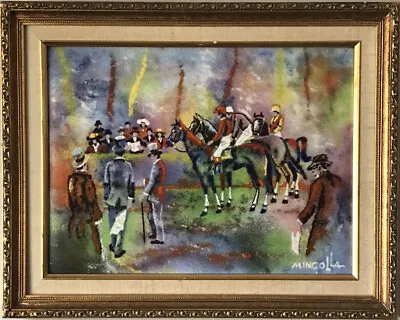 Dom Mingolla Vintage Modern Abstract Impressionist Oil Painting Men & Horses 70 • $750
