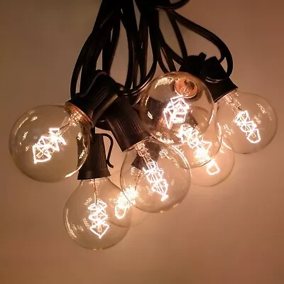 G50 Spiral Edison Outdoor Patio String Lights Black Wire Wedding Yard Party Cafe • $39.95