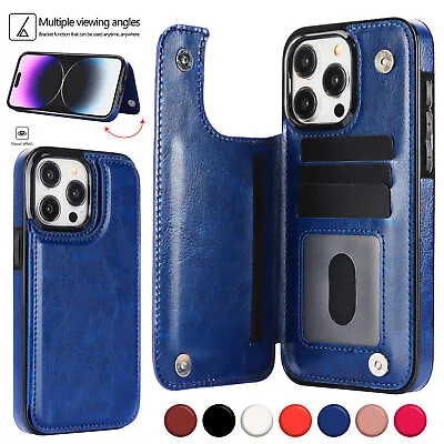 $14.03 • Buy Card Slot Wallet Flip Case Cover For IPhone 15 Pro Max 14 13 12 11 XS 87 Plus 6S