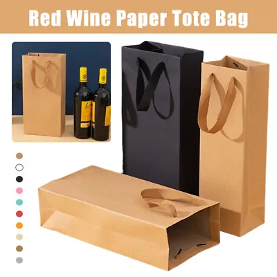 10 X Red Wine Paper Bag Single And Double Red Wine Handbag Wine Packaging Bag • $39.49