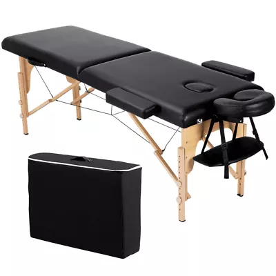 84'' 2 Sections Adjustable Folding Massage Bed Black • $106.80