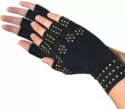 Arthritis Gloves Fingerless Magnetic Compression Support Hand Joint Pain Relief • £12.89