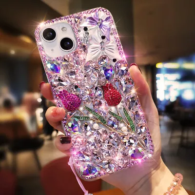 $18.45 • Buy For IPhone 14 13 Pro Max 12 11 8 7 XS XR Bling Glitter Flower Diamond Case Cover