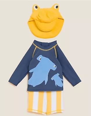 £9.99 • Buy M & S Baby Boys 3 Piece Sunsafe Suit. 0-3 Months. Blue.