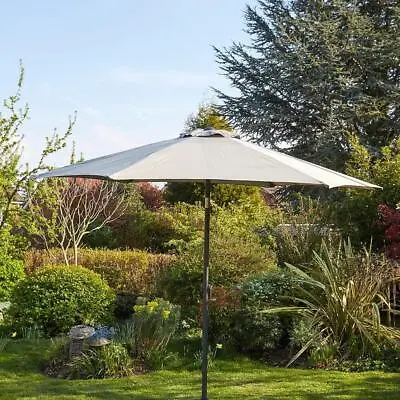 Garden Parasol 2.7 Metre Patio Shade Rust Proof Aluminium Pole Crank Tilt Grey • £44.99