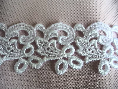 Beautiful Venice Lace Rayon Venise White Quilt Trim 3yd Swirl Jewelry  717a • $10.45