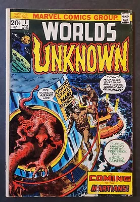 WORLDS UNKNOWN #1 MARVEL 1973  THE COMING Of The MARTIANS!  BRONZE AGE FN+ • $18