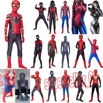 Kid Adult Spiderman Superhero Halloween Cosplay Costume Jumpsuit Fancy Dress Up﹤ • £17.66