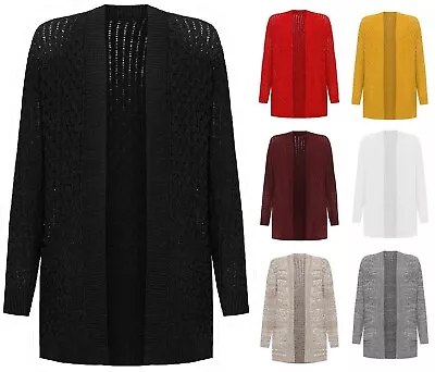 £12.99 • Buy Cardigan  Ladies Open Boyfriend Cable Knitted Pocket Plus Size Long Sleeve