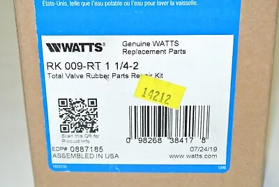 $57.74 • Buy WATTS Total Valve Rubber Parts Repair Kit, RK 009-RT 1-1/4-2 
