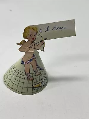 VINTAGE WEDDING TABLE SETTING NAME CARD 1960s 1950s CELEBRATION CUPID L&S • $9.99