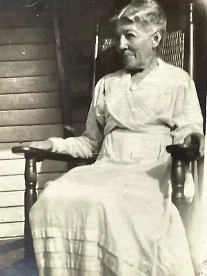 SE Photograph Little Old Woman Cute Old Lady White Dress Rocking Chair 1910-20's • $14.50