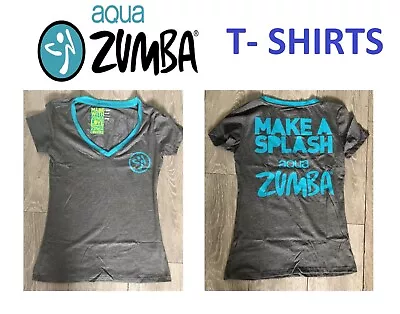 *BARGAIN*  Zumba Grey Aqua Splash T Shirt Top Ladies Gym Dance Workout • £3.99