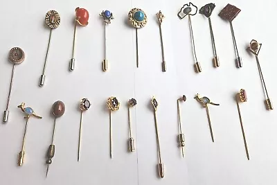 Lot Of 19 Beautiful Vtg.-Now Stick Pins Gold Tones W/ Brown Shades Purple Blue • $11.11