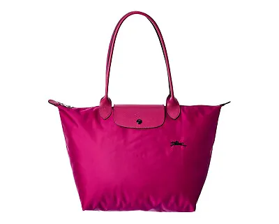 NWT LONGCHAMP Le Pliage Large Club Nylon Shoulder Tote Fuchsia PINK AUTHENTIC • $159.90