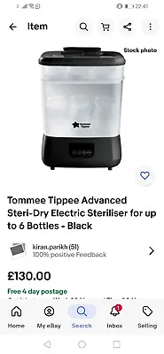 Tommee Tippee Advanced Steri-Dry Electric Steriliser For Up To 6 Bottles - Black • £50