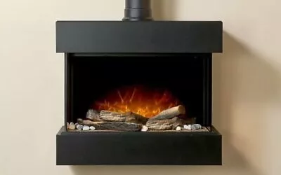 £375 • Buy Electric Fire Black Wall Mounted Remote Control Fireplace Led Flame Logs 