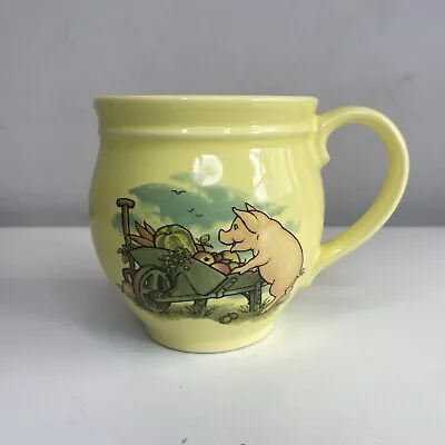 £6.99 • Buy Henrys Staffordshire PIG Mug Cute Pig Made In England UK Yellow Vtg Wheelbarrow