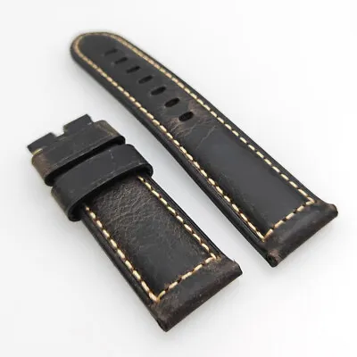 24mm Black Brown Calf Leather Watch Band Strap For PAM RADIOMIR LUMINOR Watch • £15.59