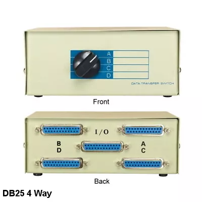 KNTK 4-Way DB25 Manual Data Transfer Switch Box Rotary For Parallel Printer PC • $52.80